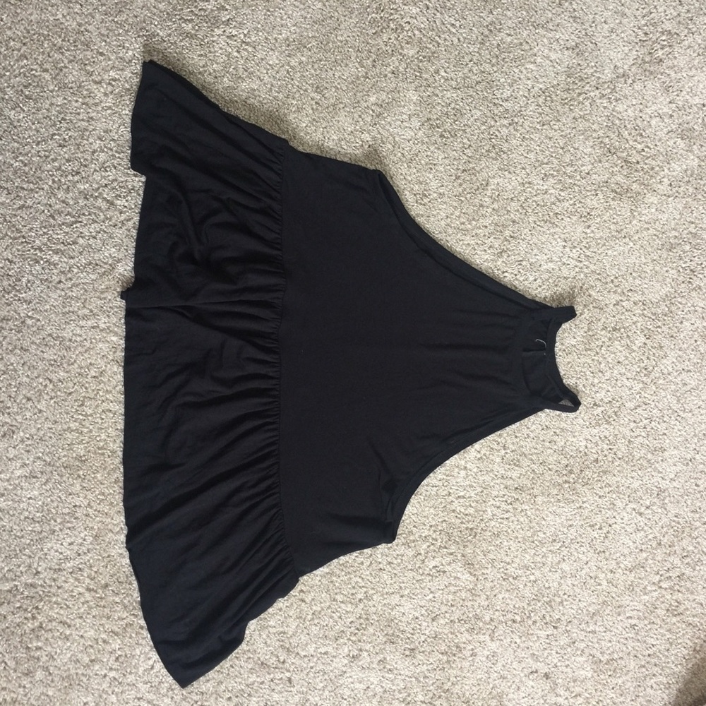 Black deep cut halter top